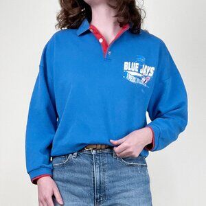 Vintage Toronto Blue Jays MLB Baseball Sweatshirt Polo Rugby Shirt 80s 90s